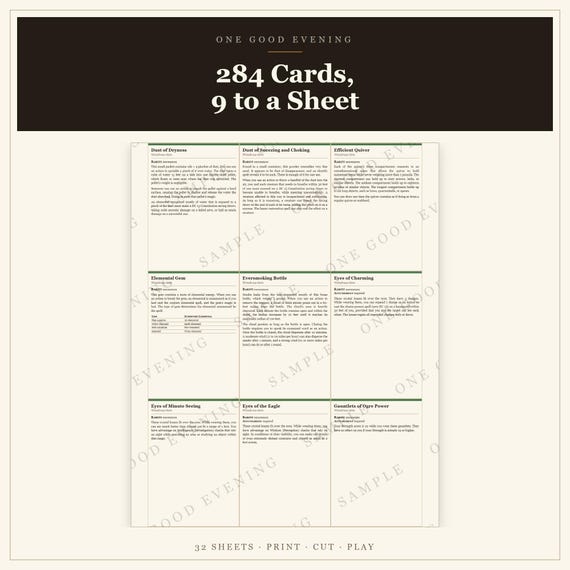 DnD 5e Magic Item Cards