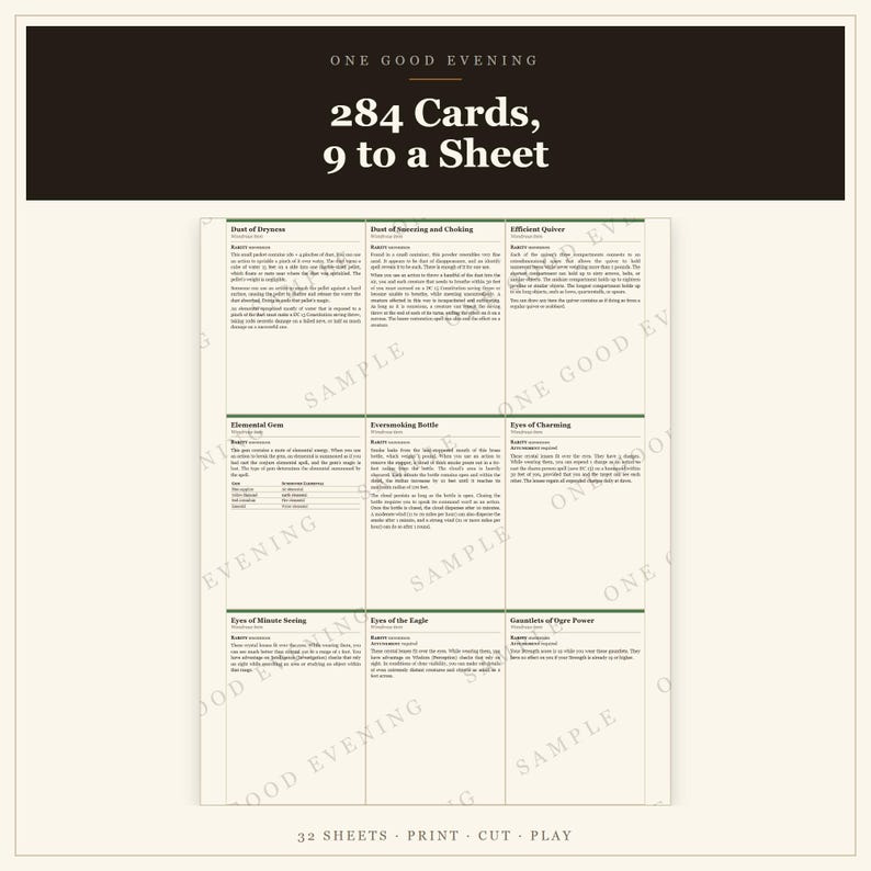 DnD Magic Item Cards 5e | 2014 and 2024 Editions, Illustrated Backs, Printable Dungeon Master Gifts image 1