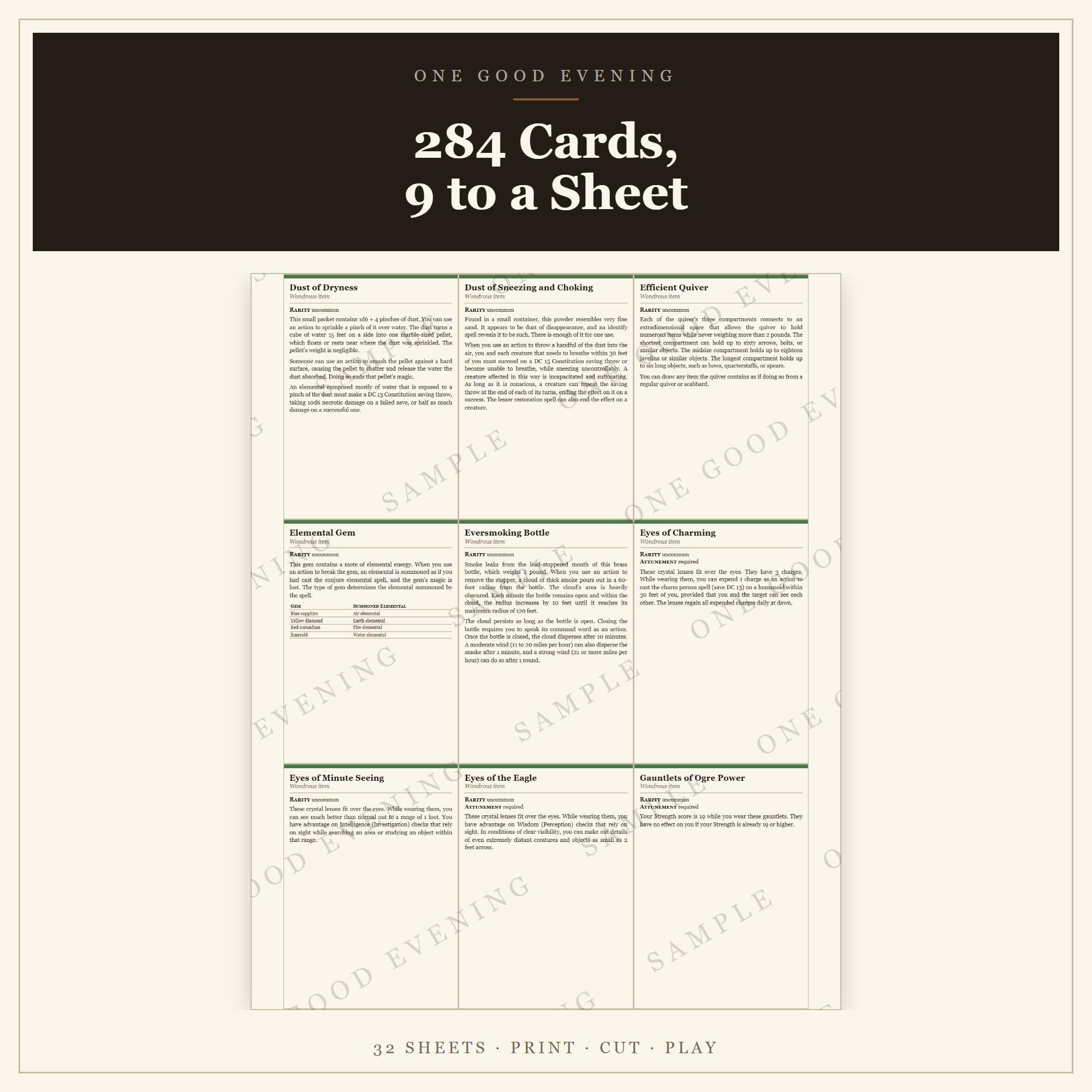 DnD Magic Item Cards 5e
