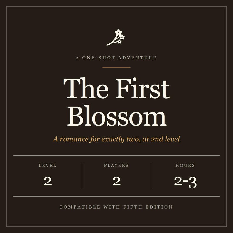 The First Blossom DnD 5e One Shot – Romantic Adventure for Two Players (PDF) image 1
