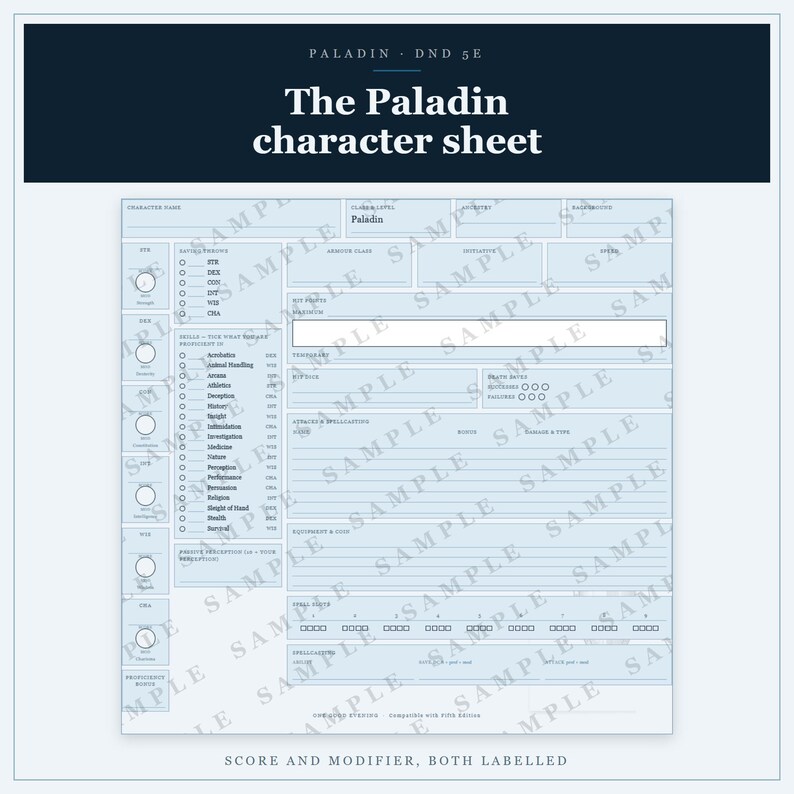 DnD Paladin Character Sheet 5e | Fillable and Printable PDF, Paladin Class Sheet for Dungeon Master Gifts image 9