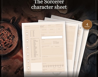D&D Tovenaar Personageblad 5e | Invulbaar en printbaar PDF, Tovenaarsklasseblad voor Dungeon Master Cadeaus