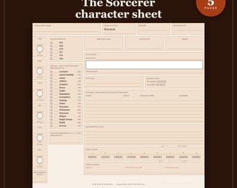 DnD Sorcerer Character Sheet 2024 | Fillable and Printable PDF with Weapon Mastery, Sorcerer Class Sheet for Dungeon Master Gifts