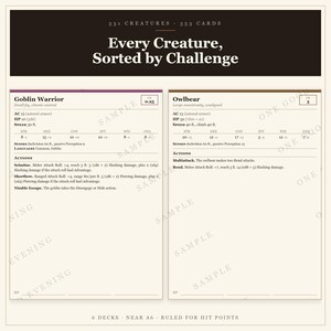 DnD 5e Card Bundle – 1545 Spells, Monsters, Magic Items (2024 Rules), DnD Reference Bundle, Monster Stat Blocks, 5e Monster Cards image 9