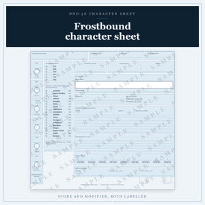 DnD Character Sheet 5e Frostbound | Fillable and Printable PDF, Illustrated Character Sheet for Beginner DnD image 9