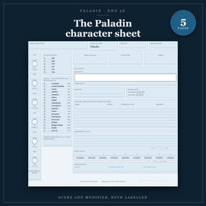 DnD Paladin Character Sheet 2024 | Fillable and Printable PDF with Weapon Mastery, Paladin Class Sheet for Dungeon Master Gifts image 1