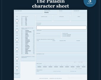 DnD Paladin Character Sheet 2024 | Fillable and Printable PDF with Weapon Mastery, Paladin Class Sheet for Dungeon Master Gifts