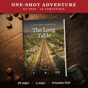 The Long Table DnD One Shot Adventure 5e | Comedy Oneshot, Beginner DnD, Level 1, 4 Players, Printable Dungeon Master Gifts, 5e Module