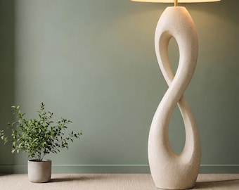 Sculptural Loop Floor Lamp | Wabi-Sabi Standing Light | Japandi Floor Lamp | Modern Organic Decor | Ivory Statement Lighting