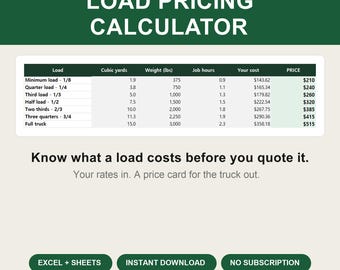 Junk Removal Pricing Calculator | Load & Truck Cost Estimate Template (Excel + Google Sheets)