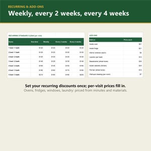 Cleaning Business Pricing Calculator | House Cleaning Price List Spreadsheet, Quote and Profit Template (Excel) image 4