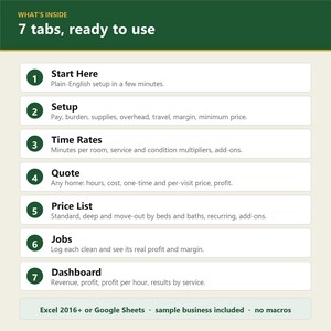 Cleaning Business Pricing Calculator | House Cleaning Price List Spreadsheet, Quote and Profit Template (Excel) image 8