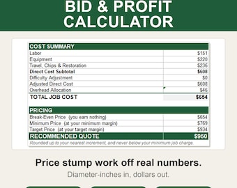 Stump Grinding Calculator | Stump Removal Estimate Template (Excel + Google Sheets)