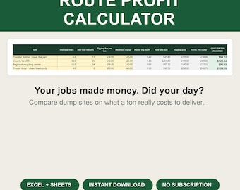 Junk Removal Dump Fee Calculator | Route Profit Estimate Template (Excel + Google Sheets)