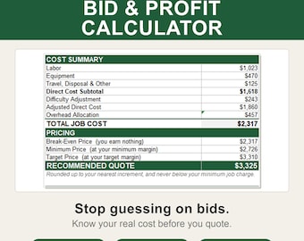 Tree Service Estimate Template | Tree Removal Bid & Profit Calculator (Excel + Google Sheets)