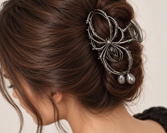 Spider Hair Claw Clip, Gothic Bun Hair Accessory, Vintage Inspired Updo Clip for Women