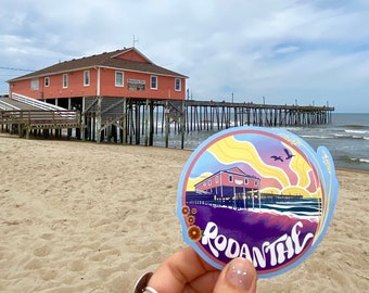 vinyl sticker - rodanthe - vinyl surf art sticker - hatteras island inspired sticker - obx - outer banks - rodanthe pier decal