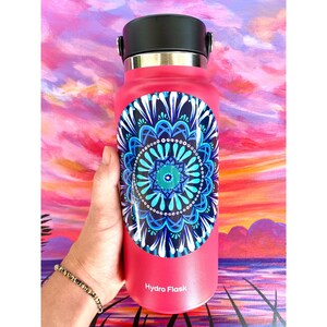 meditation in blue vinyl sticker - 5 inch decal - large vinyl sticker - mandala sticker - art sticker - high quality bumper sticker