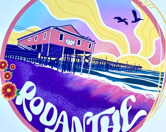 greetings from rodanthe - archival print - outer banks art - rodanthe pier art print - hatteras island sunrise - obx art