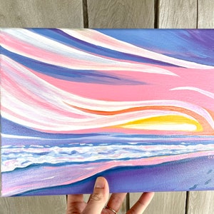 sunset on shelly island original acrylic sunset painting beach art obx art outer banks sunset hatteras art image 3