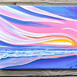 sunset on shelly island original acrylic sunset painting beach art obx art outer banks sunset hatteras art image 1
