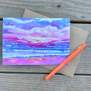 carte de voeux vierge - matins à rodanthe - carte à encadrer avec art de la plage au lever du soleil - carte de baby shower - carte d'anniversaire - carte de remerciement