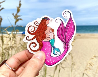 vinyl sticker - "milk maid" - vinyl art sticker - breastfeeding / nursing sticker - mermaid sticker - mermama art - beachy art - merbaby
