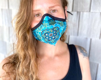 oceanic opulence face covering - custom cotton mask - mandala mask