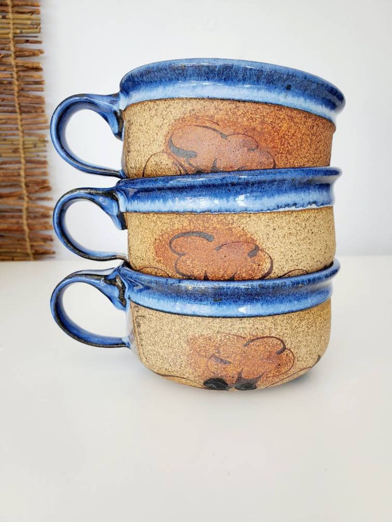 Vintage Stoneware Soup Mugs / Latte Mug Set Etsy