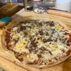Sourdough Discard thin crust pizza with homemade Mozzarella!