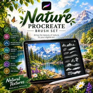 Natuur Procreate Penseelset, Botanische Bladeren & Planten Digitale Kunst Penselen
