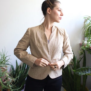 Vintage 1970s 80s Phillip Courtney khaki beige blazer jacket minimalist