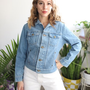 Vintage 1990s Rustler jean jacket denim cropped xs small