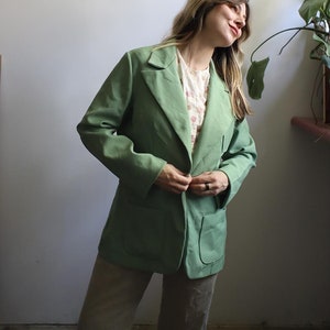Vintage 1960s 70s Dixie Deb Malouf pastel mint green blazer jacket