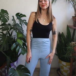 Vintage 1960s 70s high rise light blue pastel long johns base layer thermal pants