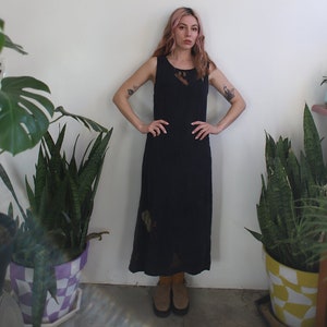 Vintage 1990s sleeveless black tank dress image 1