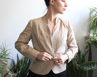 Vintage 1970s 80s Phillip Courtney khaki beige blazer jacket minimalist