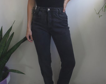 Jeansy Vintage Roper High Rise: czarne, elastyczne jeansy z lat 80., rozmiar XS