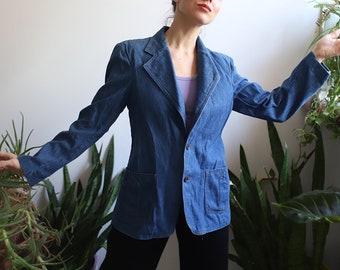 Vintag 1970s 80s xs small Farah denim jean blazer jacket