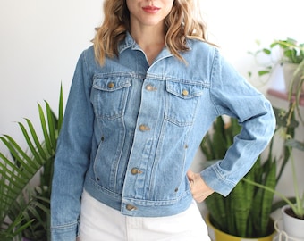 Vintage 1990s Rustler jean jacket denim cropped xs small