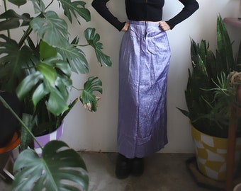 Vintage 1990s 2000s 00s y2k 27" high waist pastel floral lavender maxi skirt