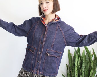 Flannel Jean Jacket - Etsy