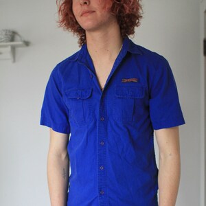 Vintage small medium 1980s 90s blue Brittania short sleeve button up oxford shirt image 2