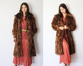 Vintage 1930s small medium brown fur coat winter - art deco