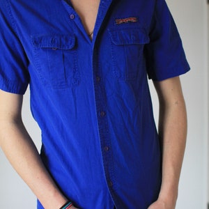 Vintage small medium 1980s 90s blue Brittania short sleeve button up oxford shirt image 3