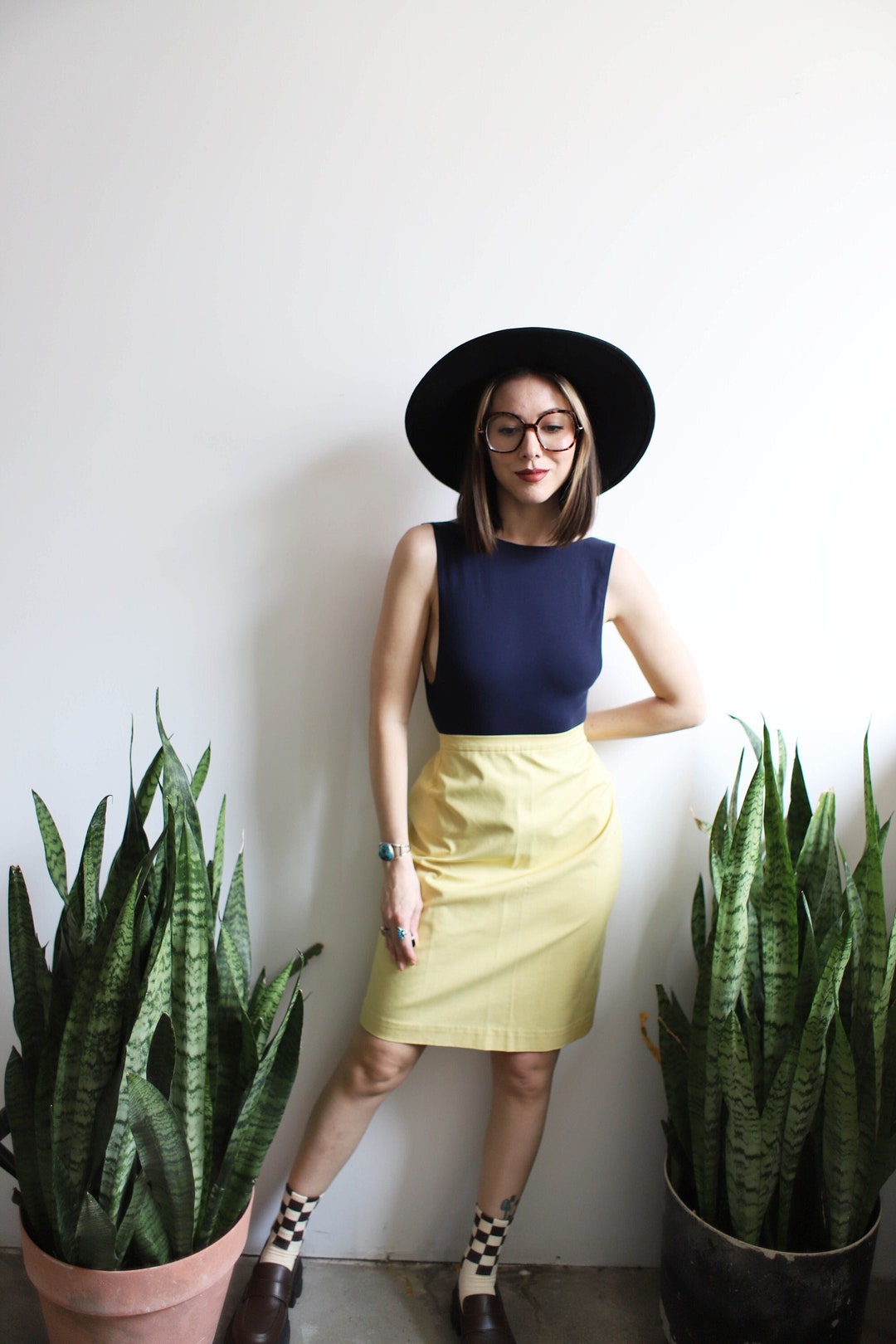 Vintage 1960s Donnkenny High Waisted Yellow Skirt 29 Etsy