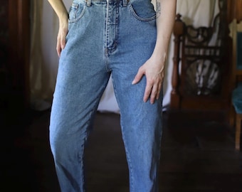 vintage 1980s 90s New York Line TALL 29” waist  high rise mom jeans straight leg medium wash / 32” inseam