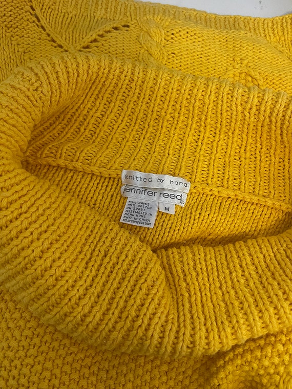 Vintage 1980s 90s Jennifer Reed hand-knit yellow … - image 6