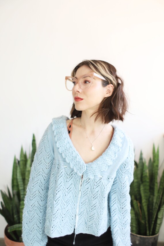 Vintage 1950s Hand Knit Sweater / Pastel Light Baby Blue - Etsy