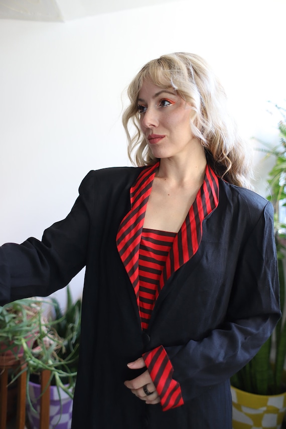 Vintage 1980s black and red striped long sleeve d… - image 4